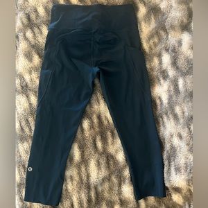 Lululemon, cropped leggings, blue green, size 6